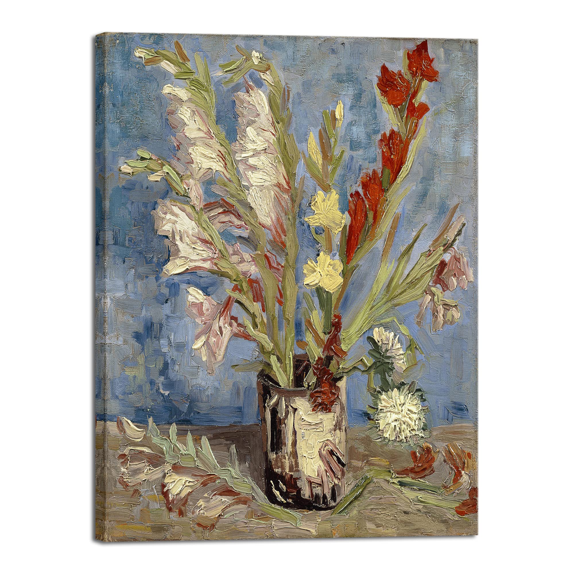 Wieco Art Vase with Gladioli and China Asters by Van Gogh Famous Artwork Oil Paintings Large Wall Art Abstract Flowers Pictures 