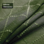 Olive Green Grommet Diamond Linen Look Sheer Curtains 52X63 Inch Length