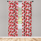 Ambesonne Fruit Window Curtains Pack Of 2, Delicious Big Strawberries On Pink Background Tasty Juicy Ripe Summer Fruits, Lightwe