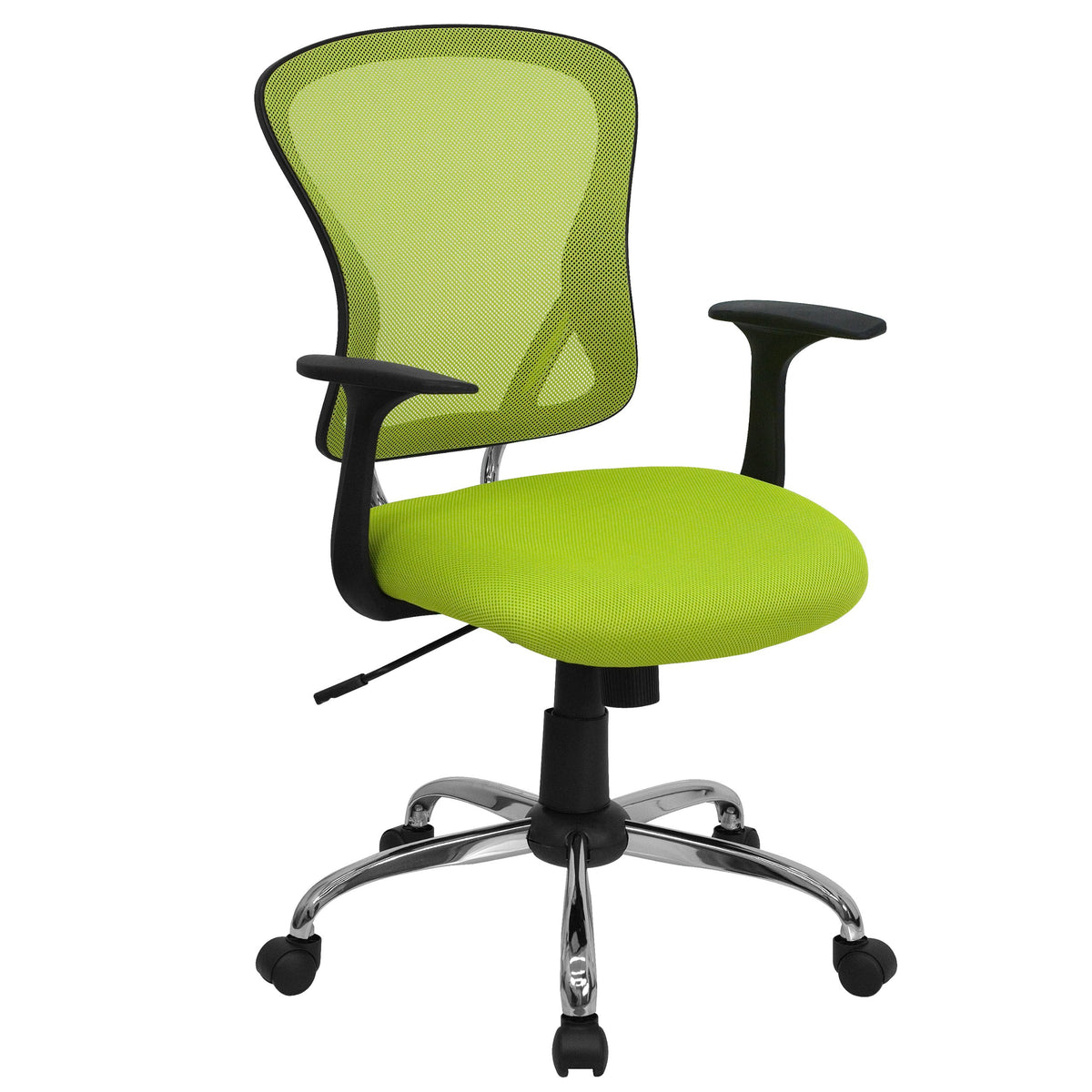 Flash Furniture Alfred Mid-Back Green Mesh Swivel Task Office Chair with Chrome Base and Arms