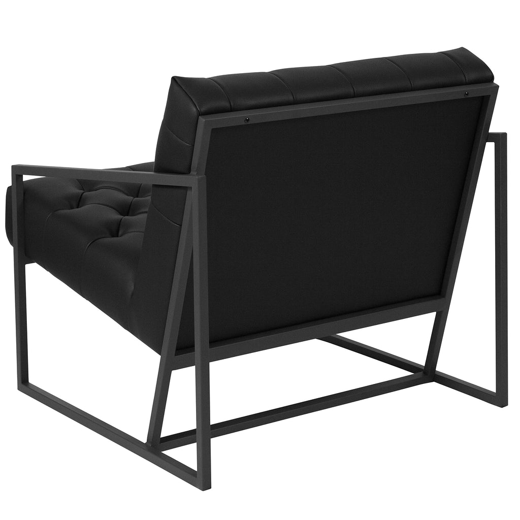 Flash Furniture Hercules Madison Series Leathersoft Tufted Lounge Chair, Tufted Retro Accent Chair For Living Room Or Office, Black