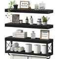 QEEIG Bathroom Shelves Over Toilet (Black, Set of 3, 23.6)