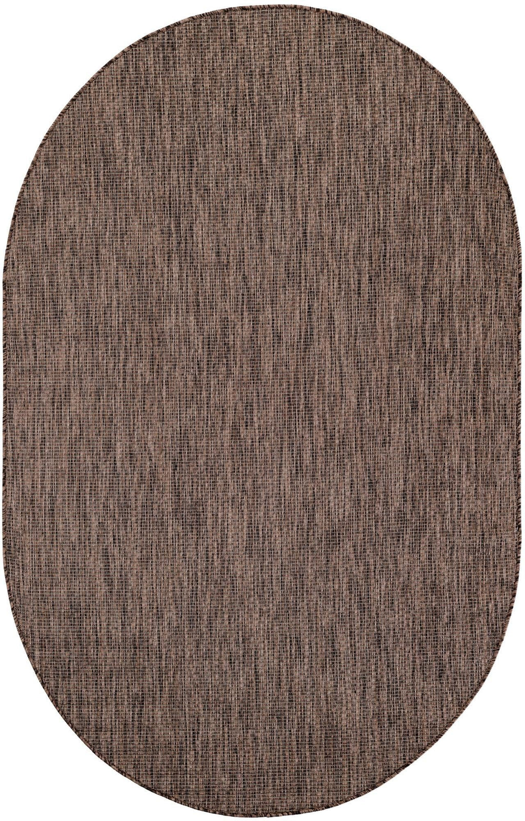 Unique Loom Outdoor Solid Collection Area Rug (5' 3'' X 8' Oval Light Brown/Ivory)