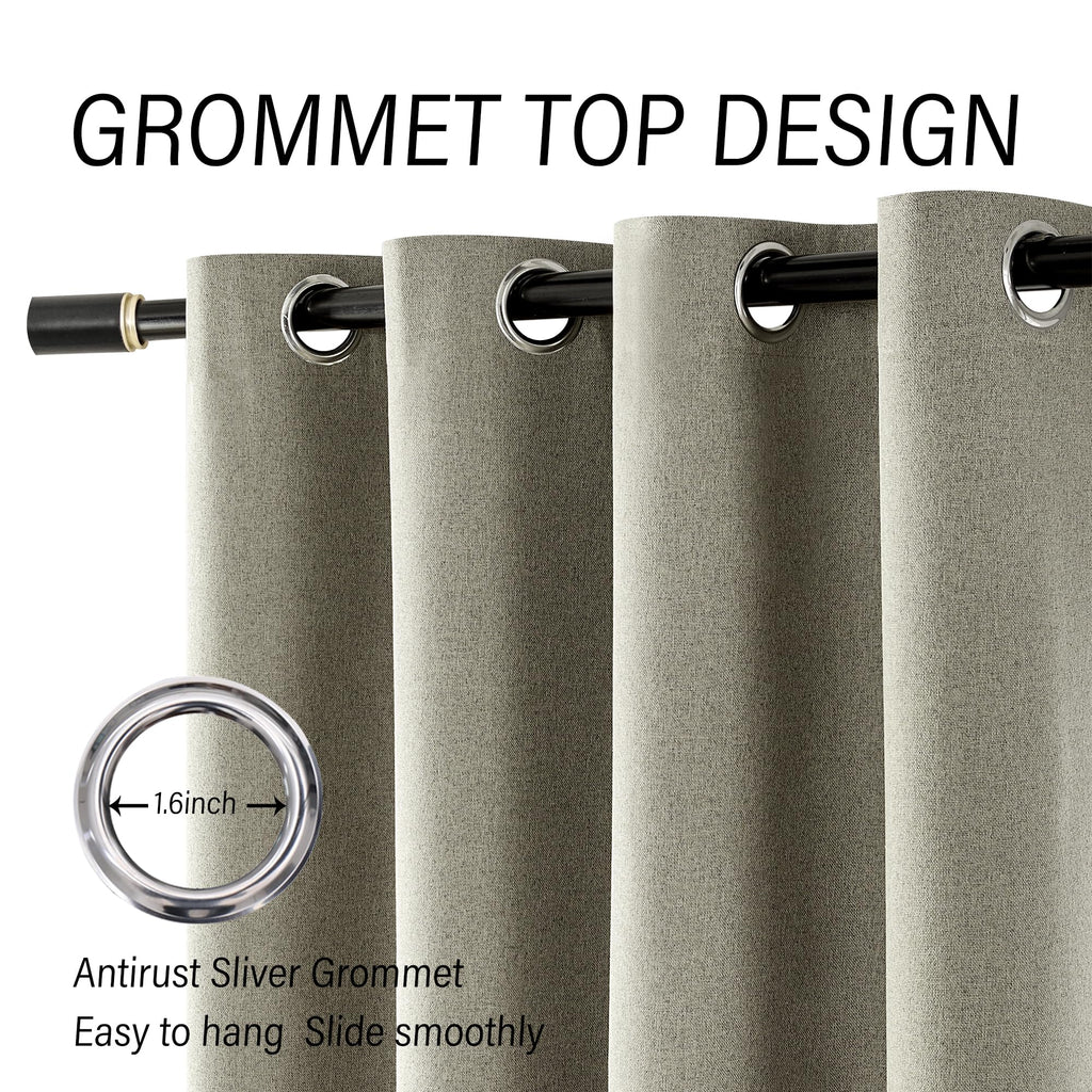 Chrisdowa Warm Taupe Linen Curtains 84 Inches Long For Living Room 100% Blackout Neutral Curtain Drapes Thermal Grommet Curtain