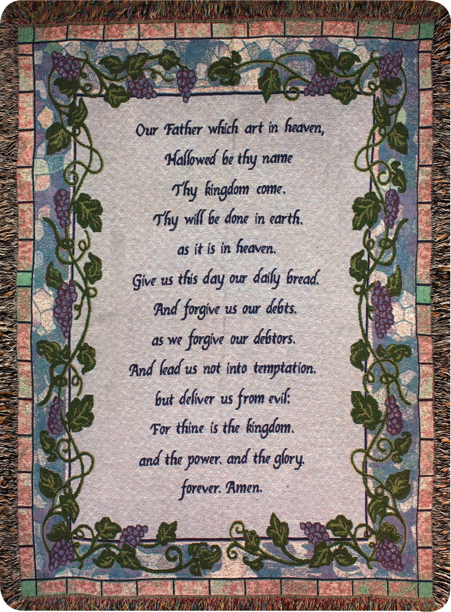 Manual Inspirational Collection 50 x 60-Inch Tapestry Throw with Verse, The Lords Prayer