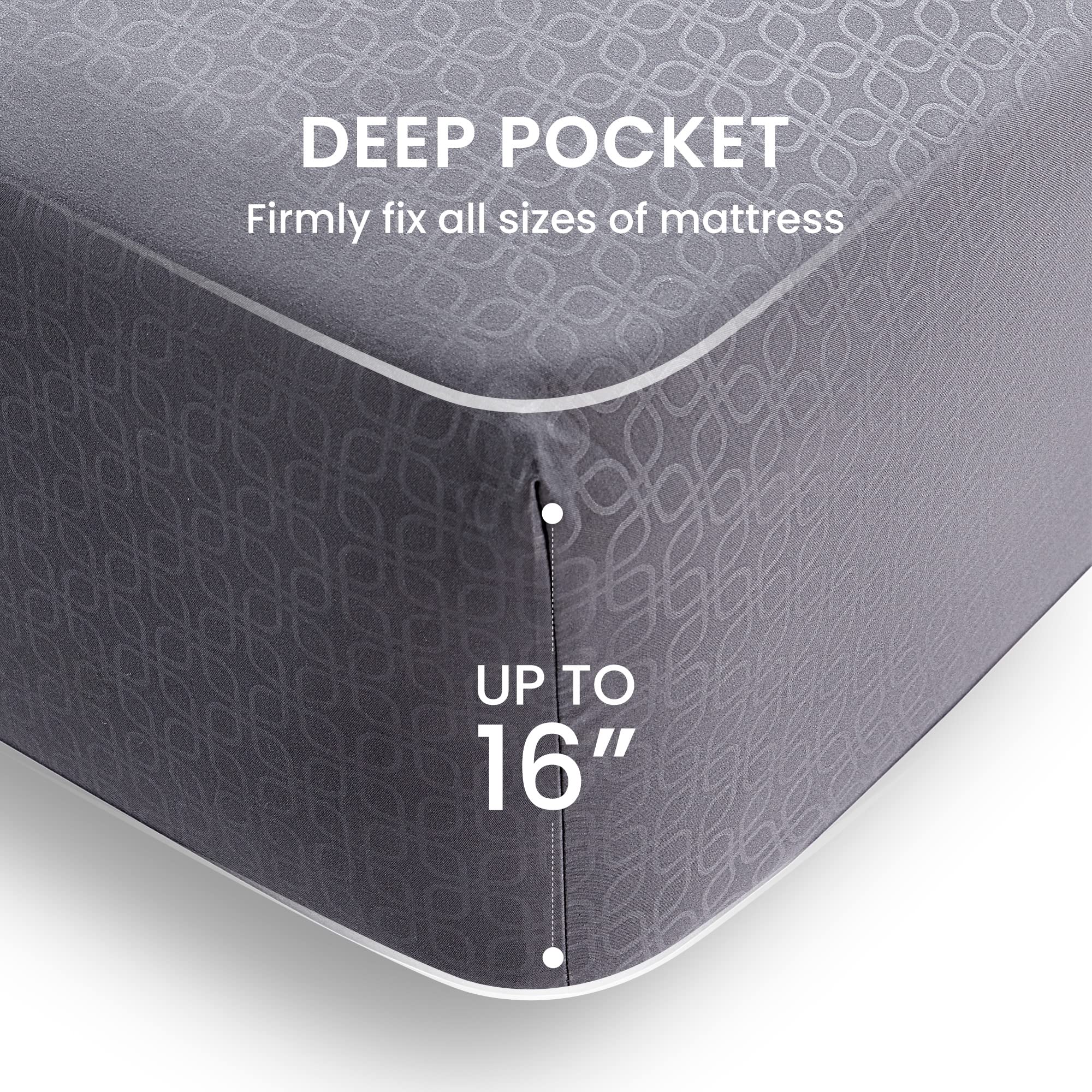 Sleep Zone Luxury Embossed Bed Sheets Set King Size, Four-Leaf Clover Pattern Sheet & Pillowcase Sets 4 Piece - Super Soft, Wrinkle Free, Fade Resistant, Deep Pocket 16' (Gray, King)