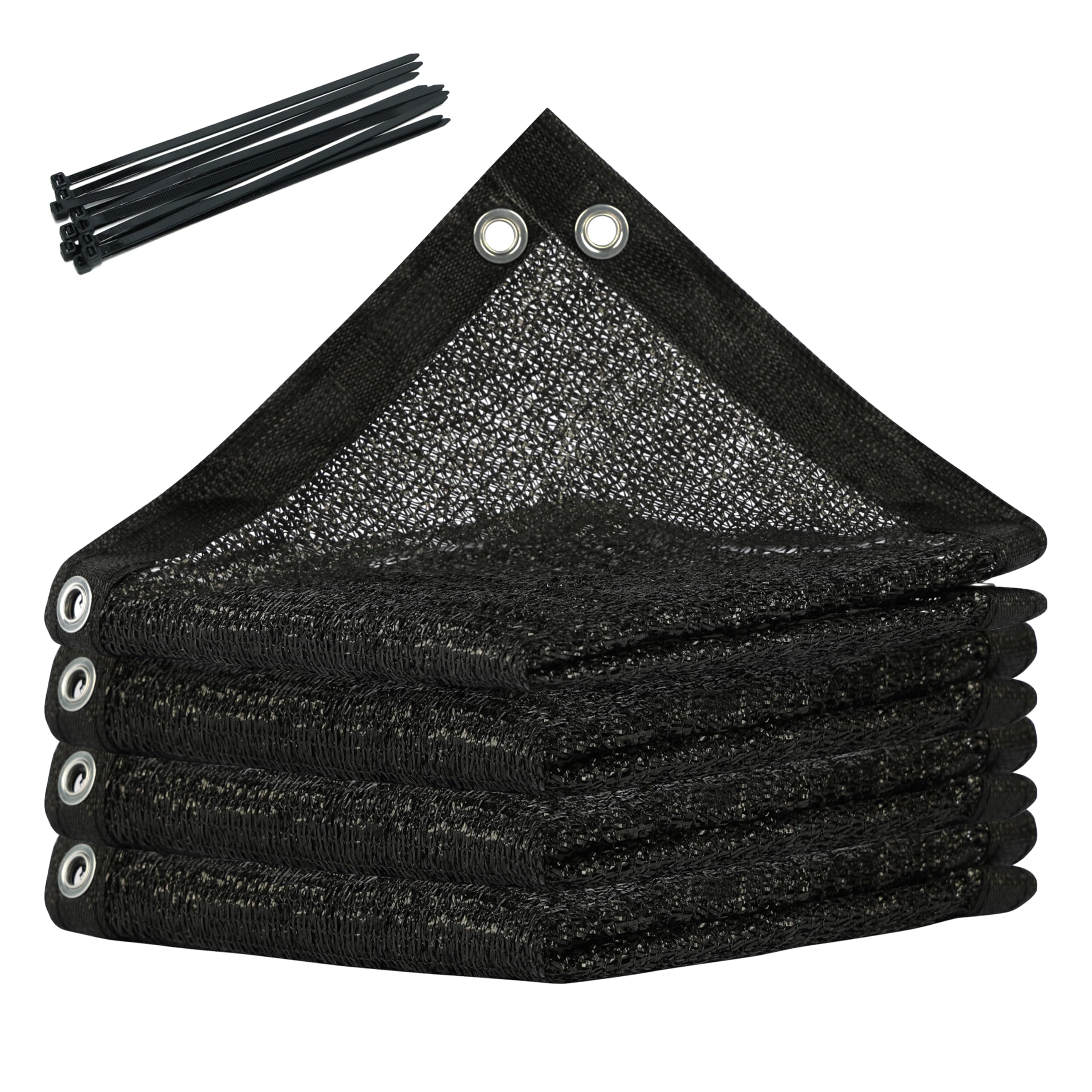 ColourTree 70% Shade Fabric 16FT x 16FT Black Sun Shade Cloth, Privacy Screen with Reinforced Grommets for Outdoor Garden Patio,