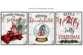 Vintage Themed Beautiful Christmas Art Print Wall Art Sets (Gnomes Truck Set)