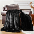 Battilo Home Luxury Fluffy Black Faux Fur Throw Blanket, Black Blanket For Couch, Sofa, Chair, Bed, Plush Fuzzy Cozy Fur Throws