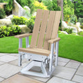 Brandon Swivel Glider in Weatherwood on a White Base
