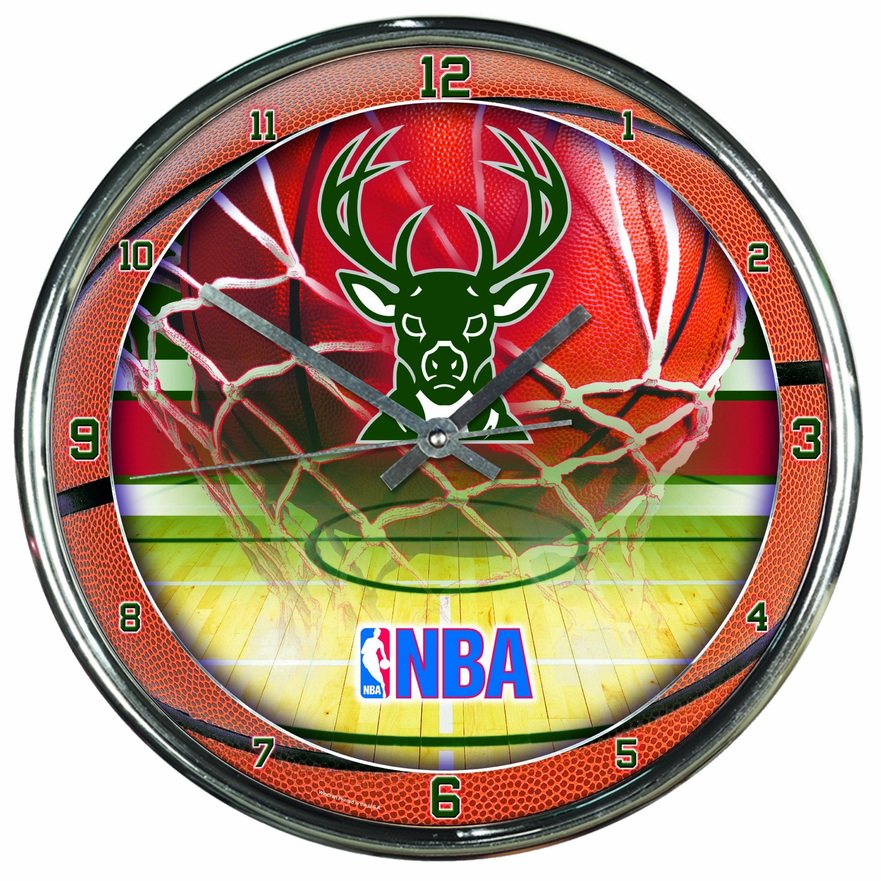 NBA Milwaukee Bucks Chrome Clock