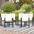 Outdoor Patio Chairs Set Of 6, Blue Stackable Patio Chairs, Sling Chairs With High Back, Metal Outdoor Chairs For Lawn, Garden,