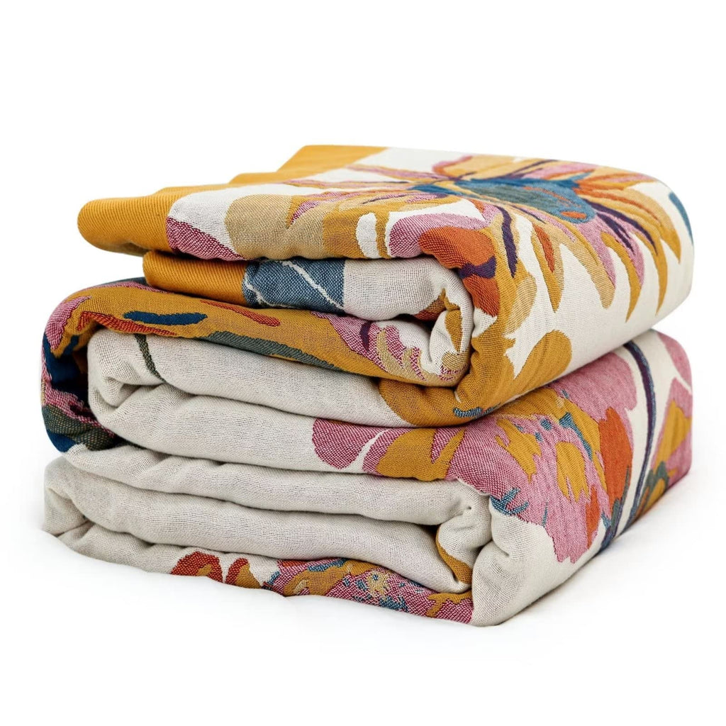 100% Cotton Throw Blanket For Bed Couch Fall Blanket 98'X 98' Super Soft Blanket Muslin Blankets Warm Blanket Boho Quilt Light