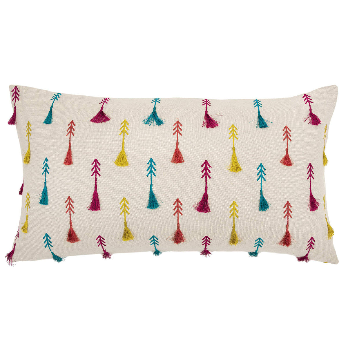 Rizzy Home 14&quot; x 26&quot; Down Pillow with Cotton Cover-Arrow Pattern-Multi-Color