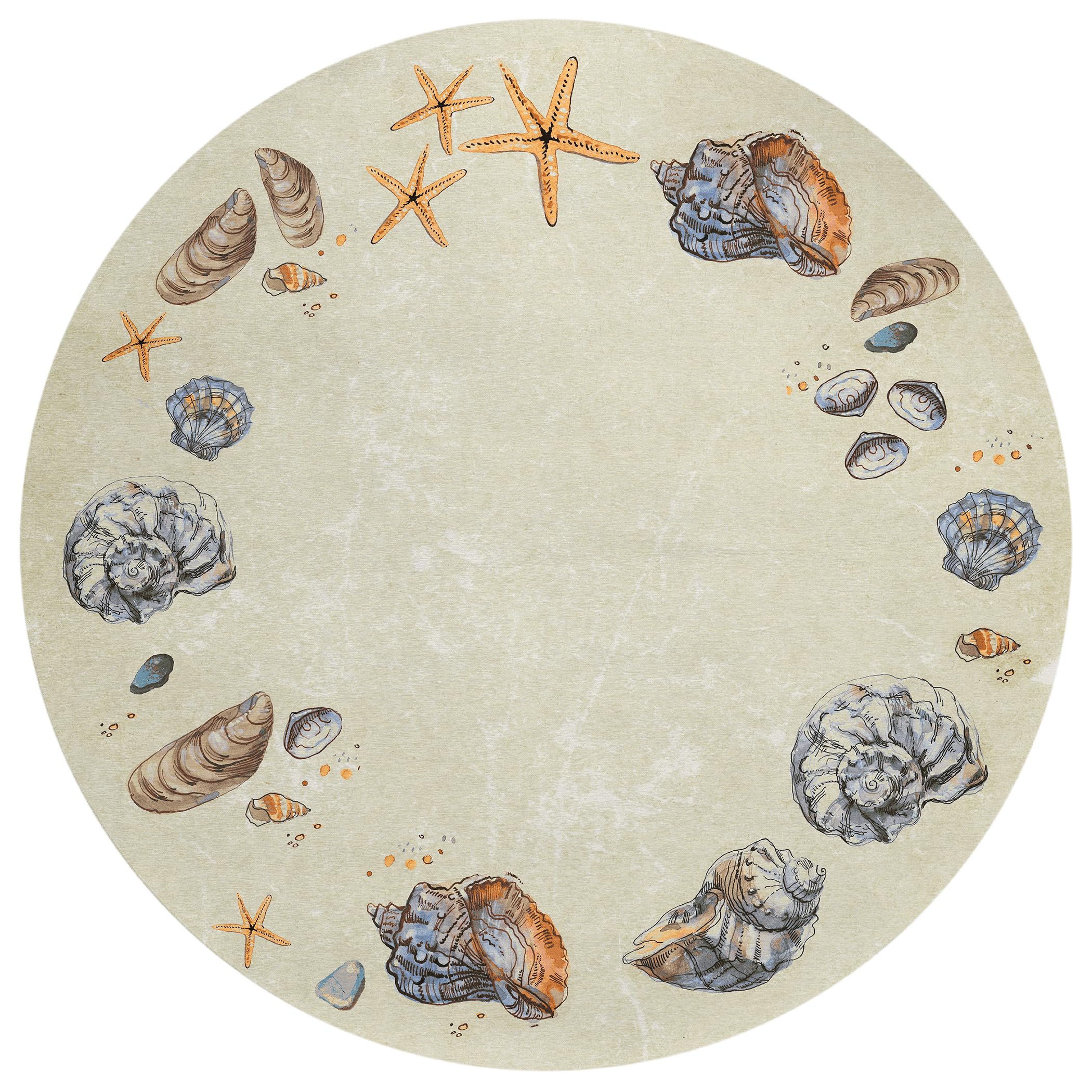 Addison Rugs Surfside Asr39 Oyster 8' X 8' Indoor Outdoor Round Rug, Easy Clean, Machine Washable, Non Shedding, Bedroom, Living Room, Dining Room, Kitchen, Patio Rug