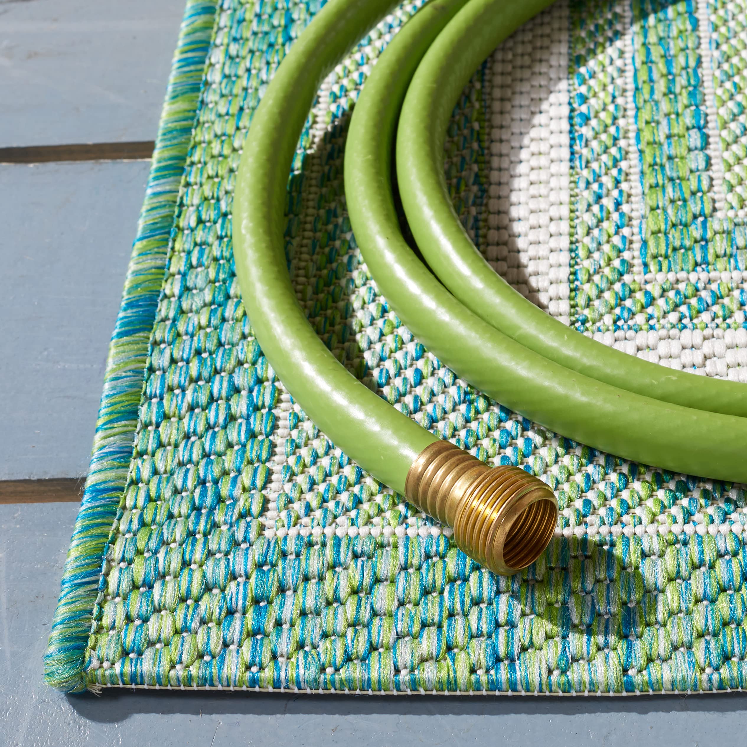 Safavieh Courtyard Collection Area Rug - 9' X 12', Ivory & Green, Non-Shedding & Easy Care, Indoor/Outdoor & Washable-Ideal For