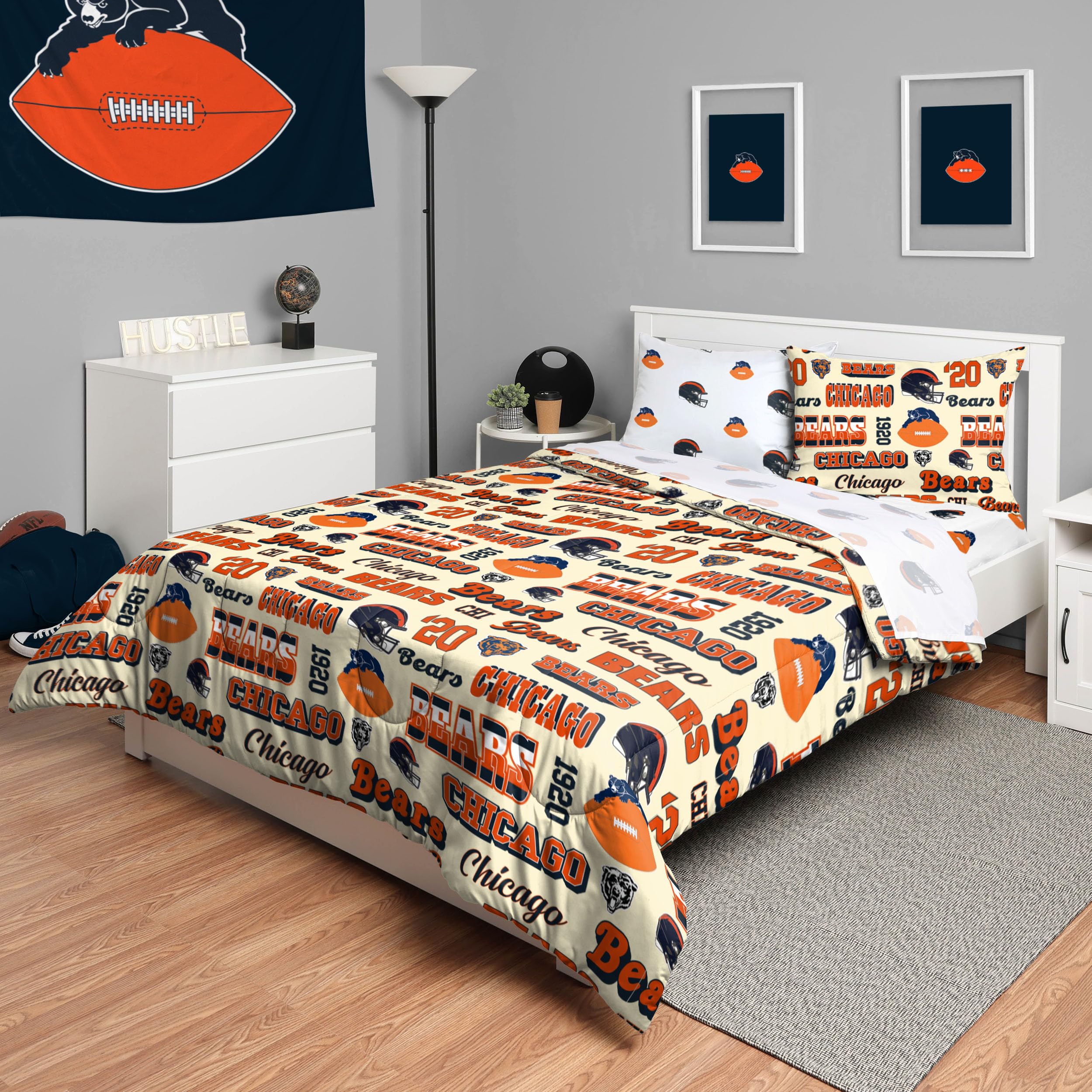 Foco Chicago Bears Nfl Retro Bed In A Bag Comforter Bedding 5 Piece Twin Set