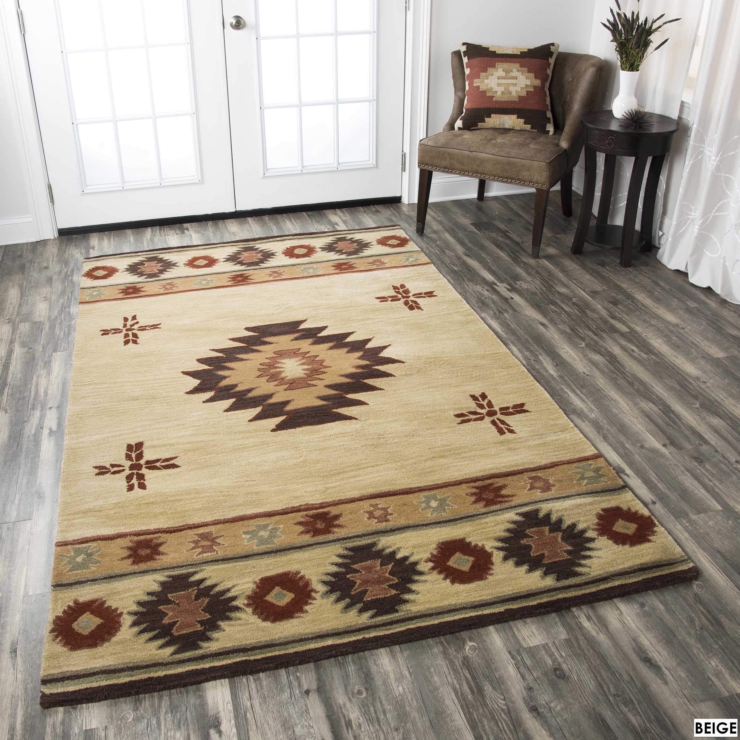 Rizzy Home Alora Decor Ryder 8' X 10' Tribal Khaki/Brown/Burgundy/Sage Hand-Tufted Area Rug