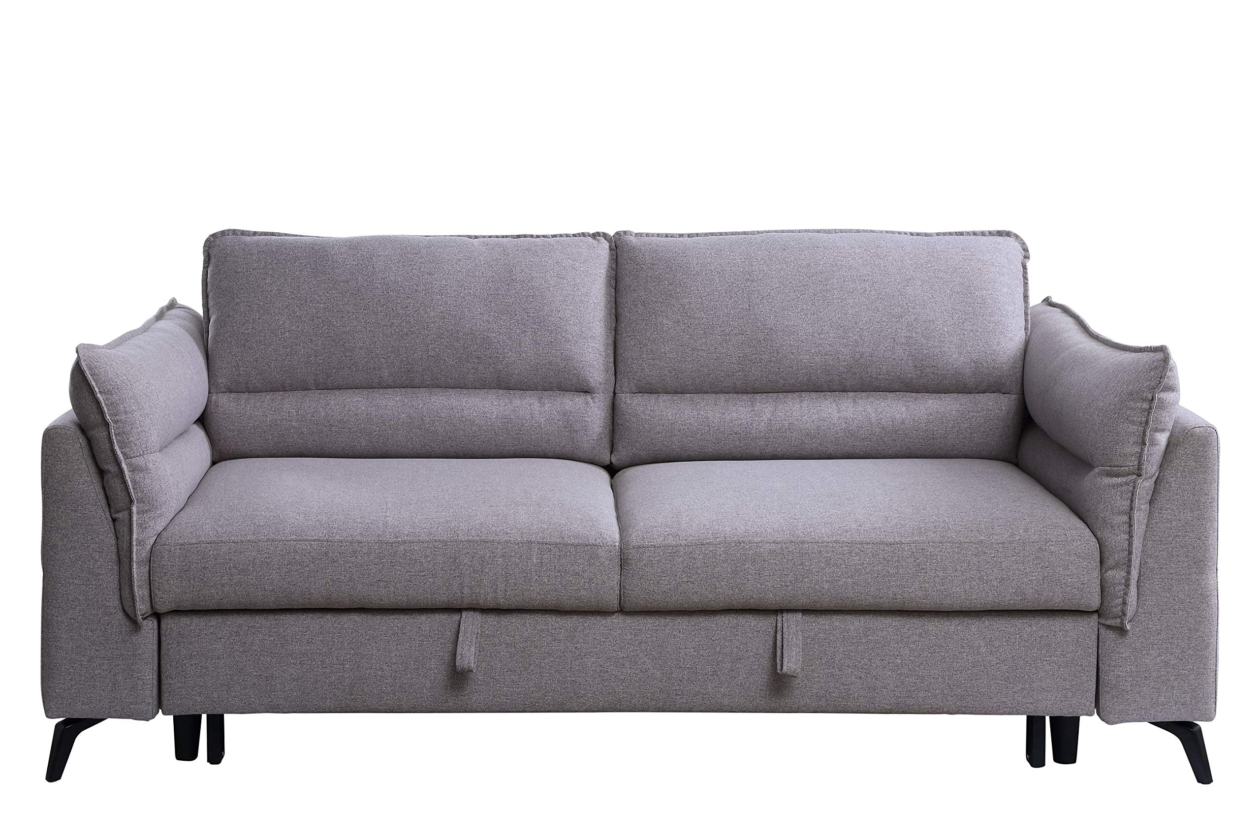 Acme Helaine Fabric Loose Back Sleeper Sofa with USB Port in Gray