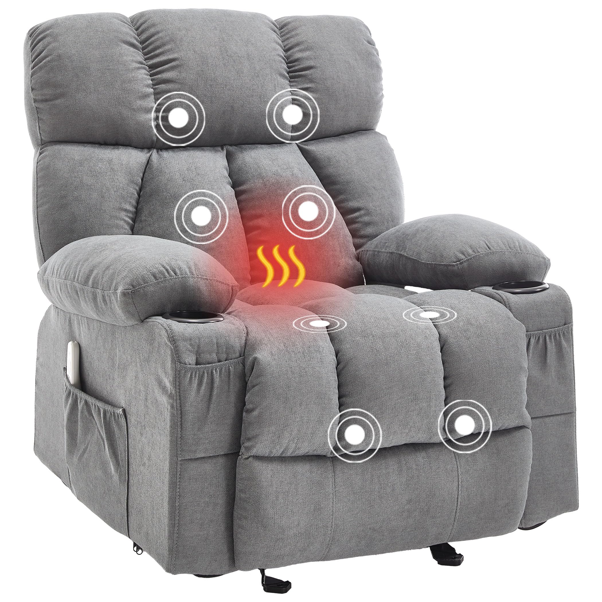 Jonpony Oversized Massage Swivel Rocker Recliner Chair With Heat And Vibration Rocking Lounge Chair For Living Room Comfy Overst