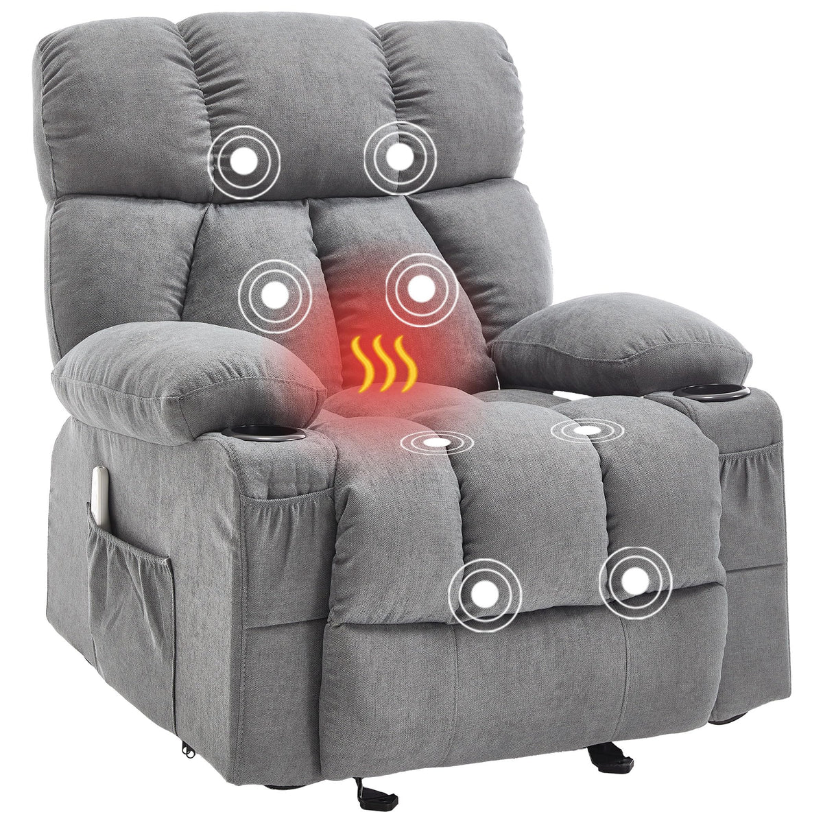 Jonpony Oversized Massage Swivel Rocker Recliner Chair With Heat And Vibration Rocking Lounge Chair For Living Room Comfy Overst