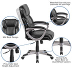 Flash Furniture Carolyn Mid-Back Black Leathersoft Executive Swivel Office Chair With Padded Arms