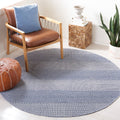 SAFAVIEH Montauk Collection Area Rug - 8 Round, Ivory & Navy, Handmade Flat Weave Boho Farmhouse Cotton Tassel Fringe, Ideal fo