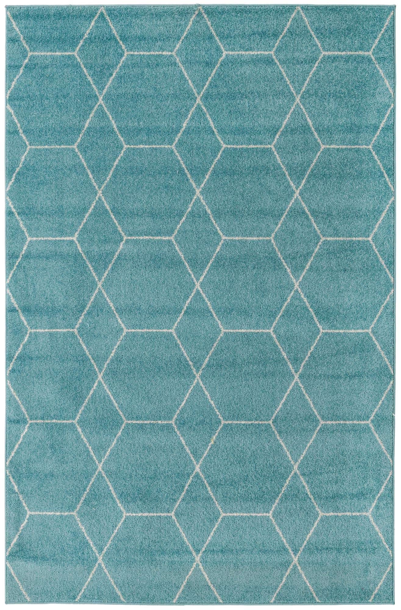 Unique Loom Trellis Frieze Collection Area Rug - Geometric (5 1 x 8, Light Blue/ Ivory)