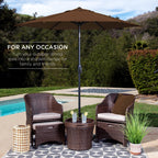 Best Choice Products 7.5Ft Heavy-Duty Round Outdoor Market Table Patio Umbrella W/Steel Pole, Push Button Tilt, Easy Crank Lift - Brown
