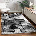 Area Rug Modern Abstract Paint Effect in Black Grey for Living-Room, Size: 311 x 57