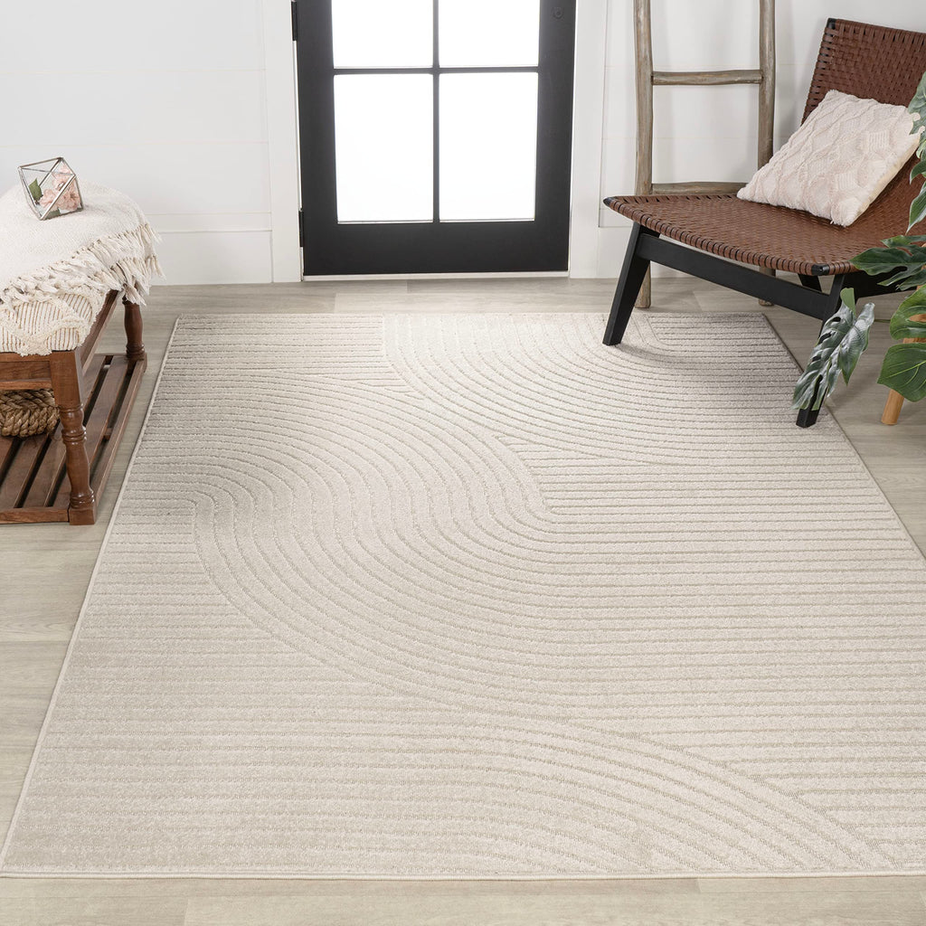 Jonathan Y Scn100B-3 Skagen High-Low Minimalist Curve Geometric Indoor/Outdoor Area Rug, Modern, Contemporary, Geometric, Bohemi