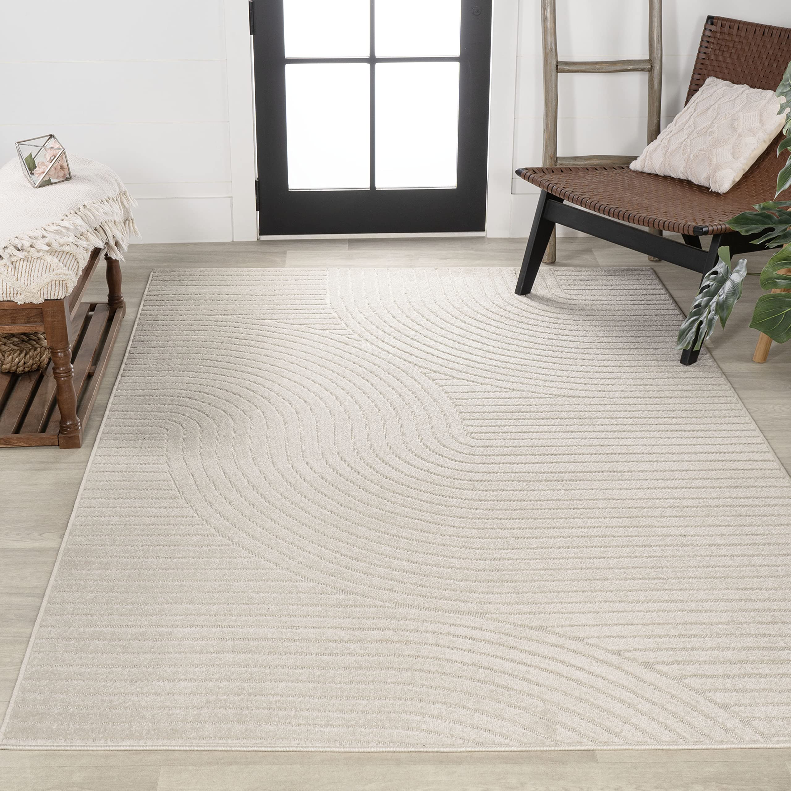 Jonathan Y Scn100B-3 Skagen High-Low Minimalist Curve Geometric Indoor/Outdoor Area Rug, Modern, Contemporary, Geometric, Bohemi