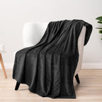 Pavilia Soft Fleece Solid Black Throw Blanket For Couch, Lightweight Plush Warm Blankets For Bed, Fuzzy Cozy Flannel Blanket Thr