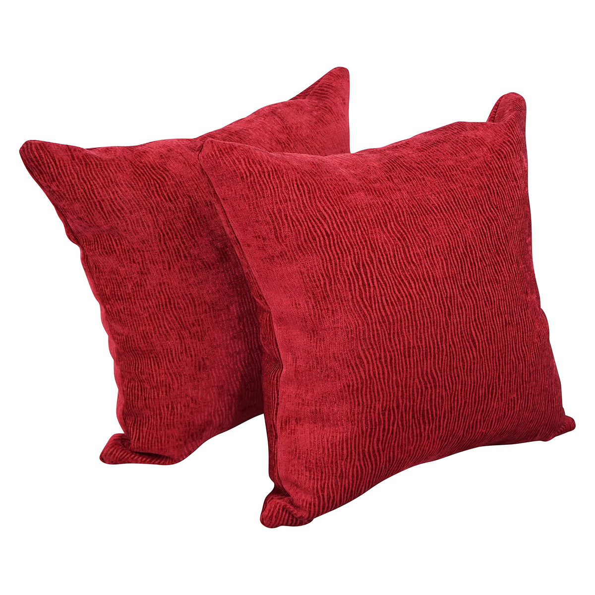 Blazing Needles Square Polyester Jacquard Throw Pillows, 17&quot;, Ashfield Claret 2 Count