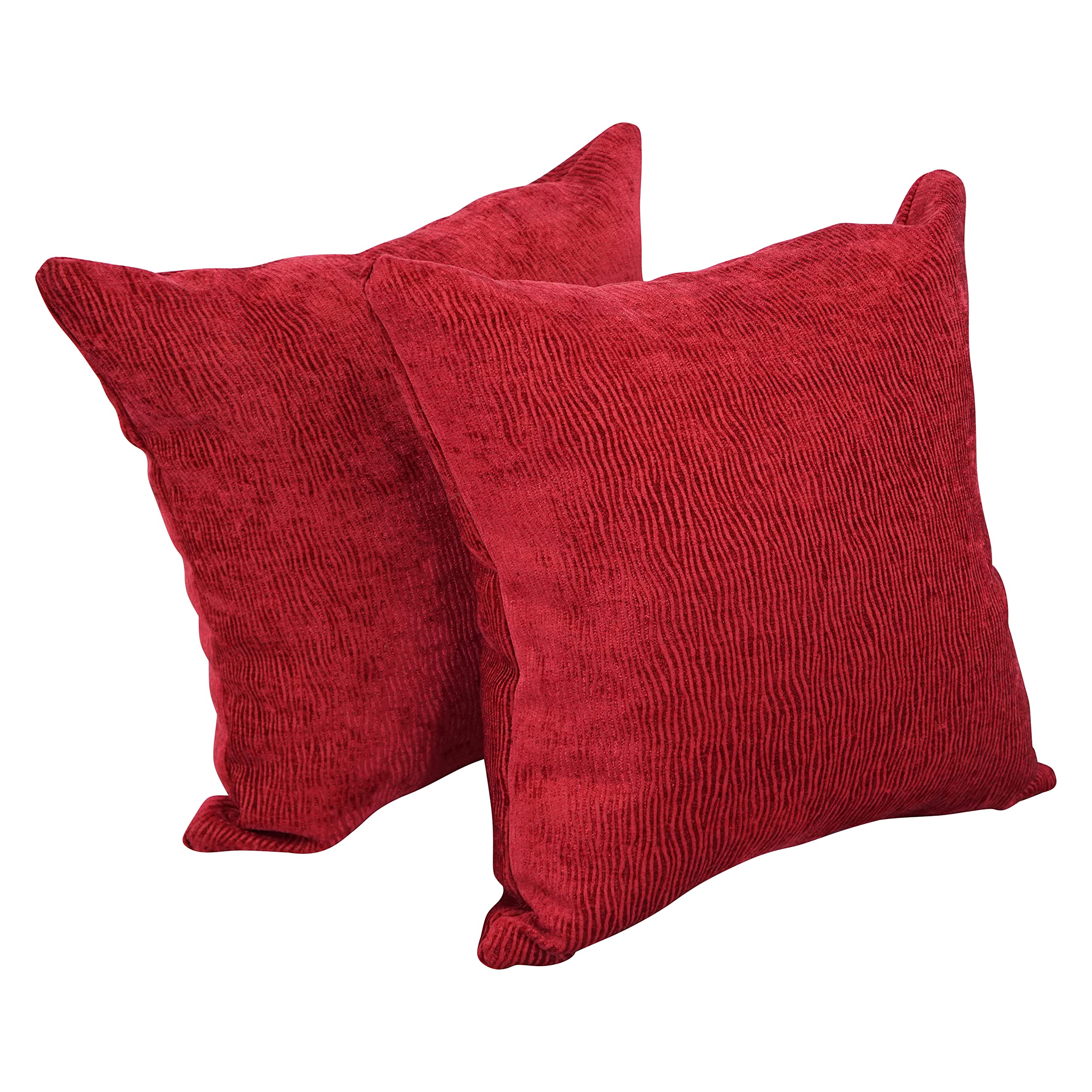 Blazing Needles Square Polyester Jacquard Throw Pillows, 17", Ashfield Claret 2 Count