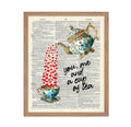 Poster Master Dictionary Art Poster - You Me and a Cup of Tea Print - Tea Pot Art - Red Hearts Art - Valentines Gift for Men, W