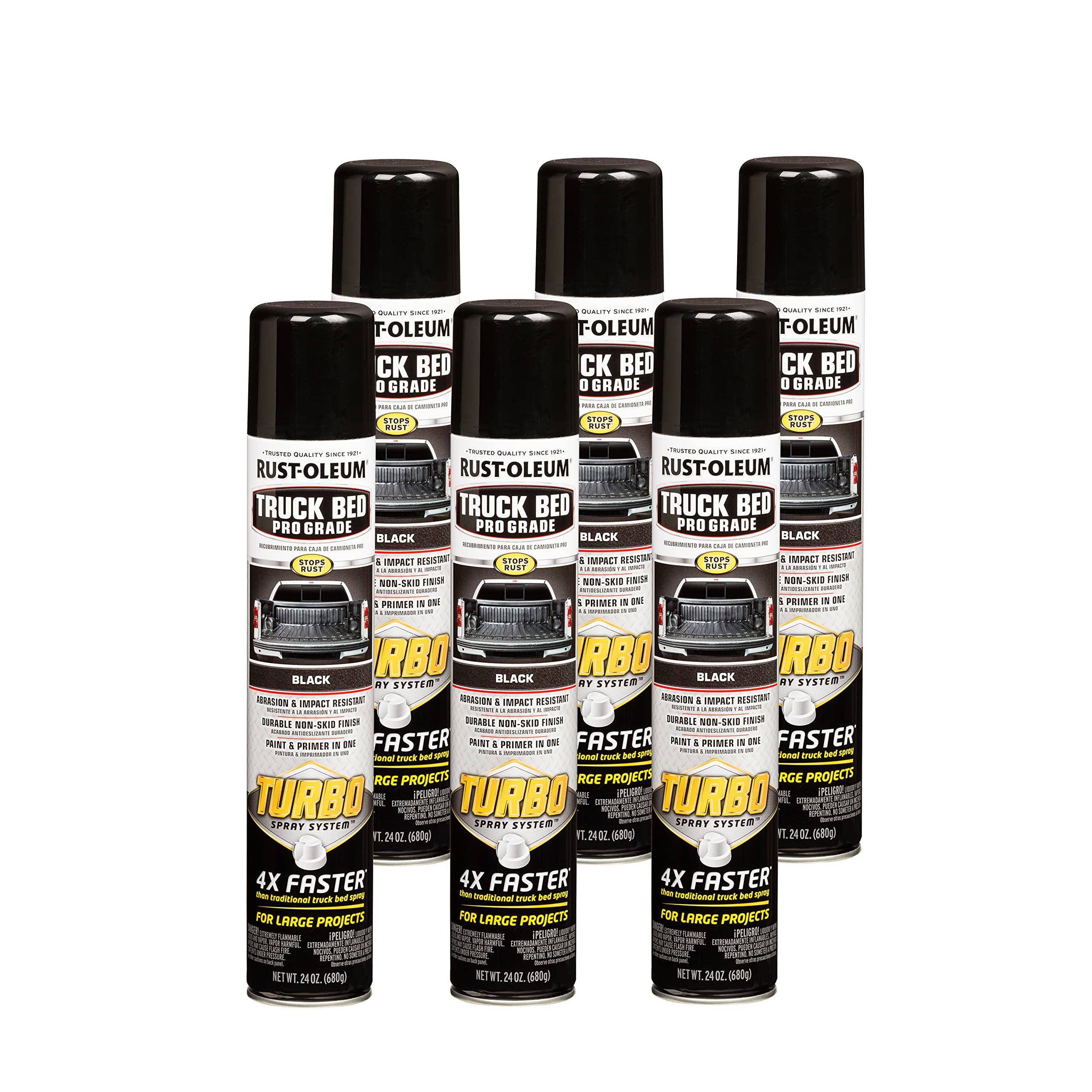Rust-Oleum 340455-6Pk Truck Bed Spray Turbo, 1.5 Pound (Pack Of 6), Black, 144 Ounce