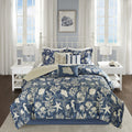 Madison Park 100% Cotton Comforter Set-Coastal Coral, Starfish Design All Season Down Alternative Cozy Bedding With Matching Shams, California King (104 In X 92 In), Blue 7 Piece