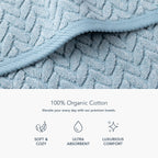 Texere 100% Organic Cotton Jacquard 650 Gsm Premium Bath Towel Sets - Extra Absorbent Quick Dry And Plush (Cable, Smoke Blue, 2