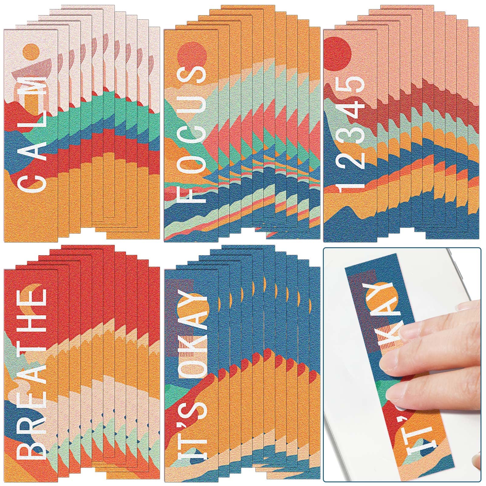 80 Pcs Anxiety Sensory Stickers With Inspirational Quotes Calm Textured Strips Relief Mental Health Stickers School Office Adhes