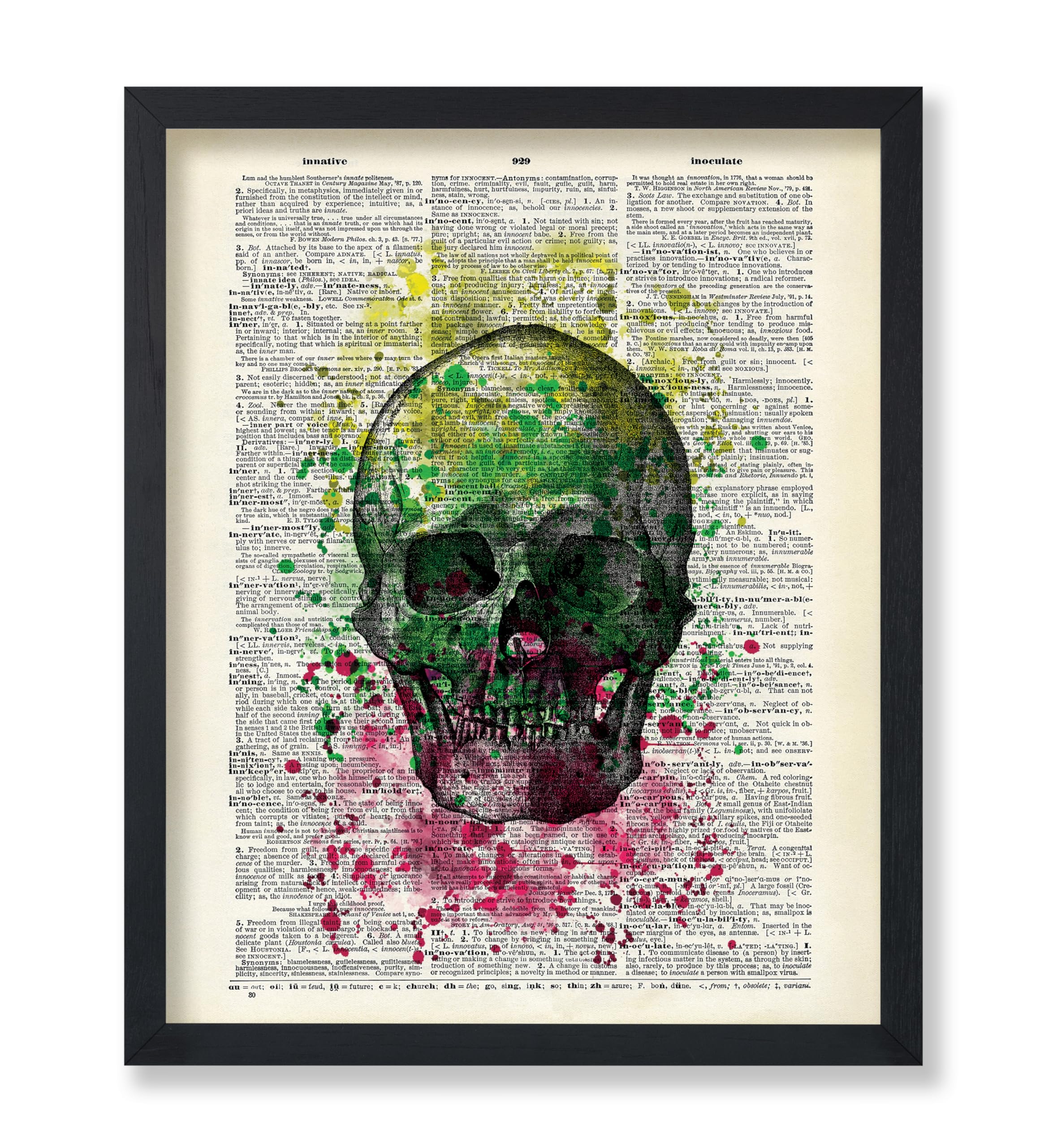 Poster Master Dictionary Art Poster - Skull Grafitti Print - Skeleton Art - Watercolor Art - Fun Gift for Him, Her, Men, Women -