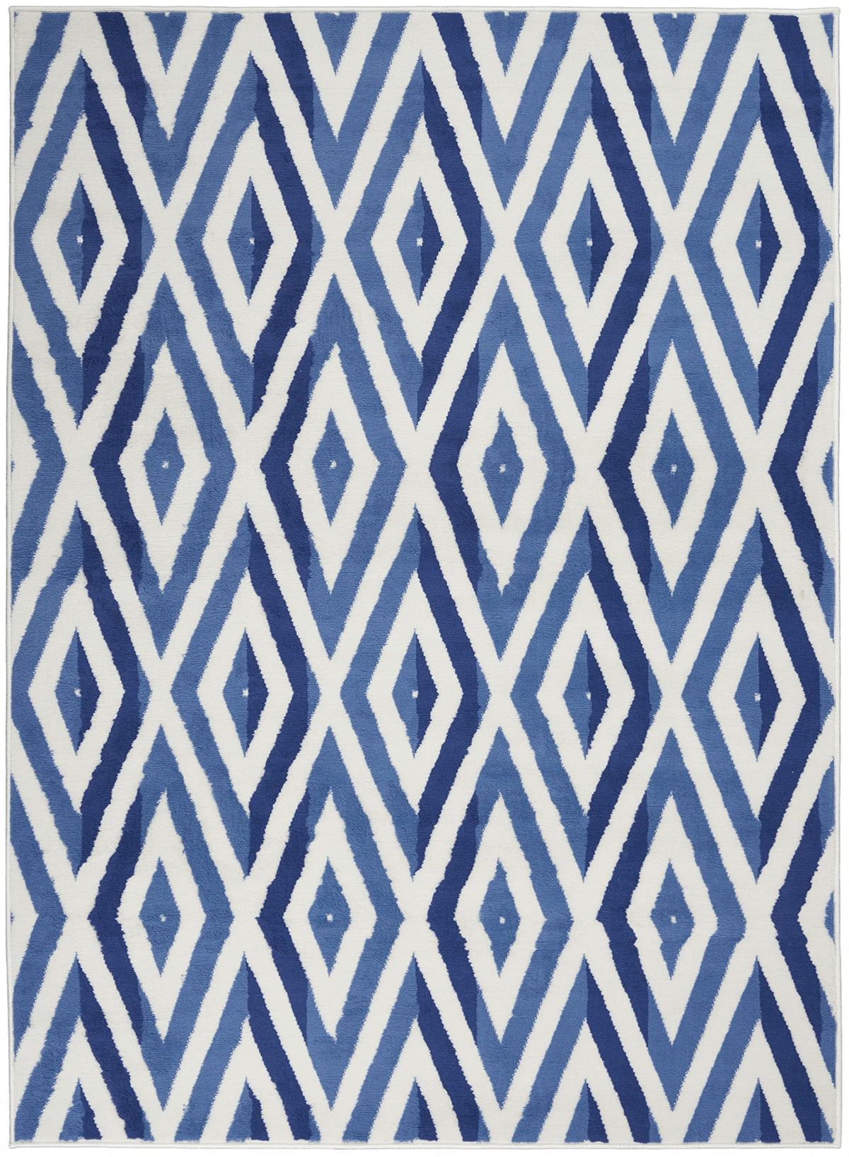 HomeRoots Ivory Blue 100% Polypropylene 6’ x 9’ Ivory and Blue Diamond Area Rug