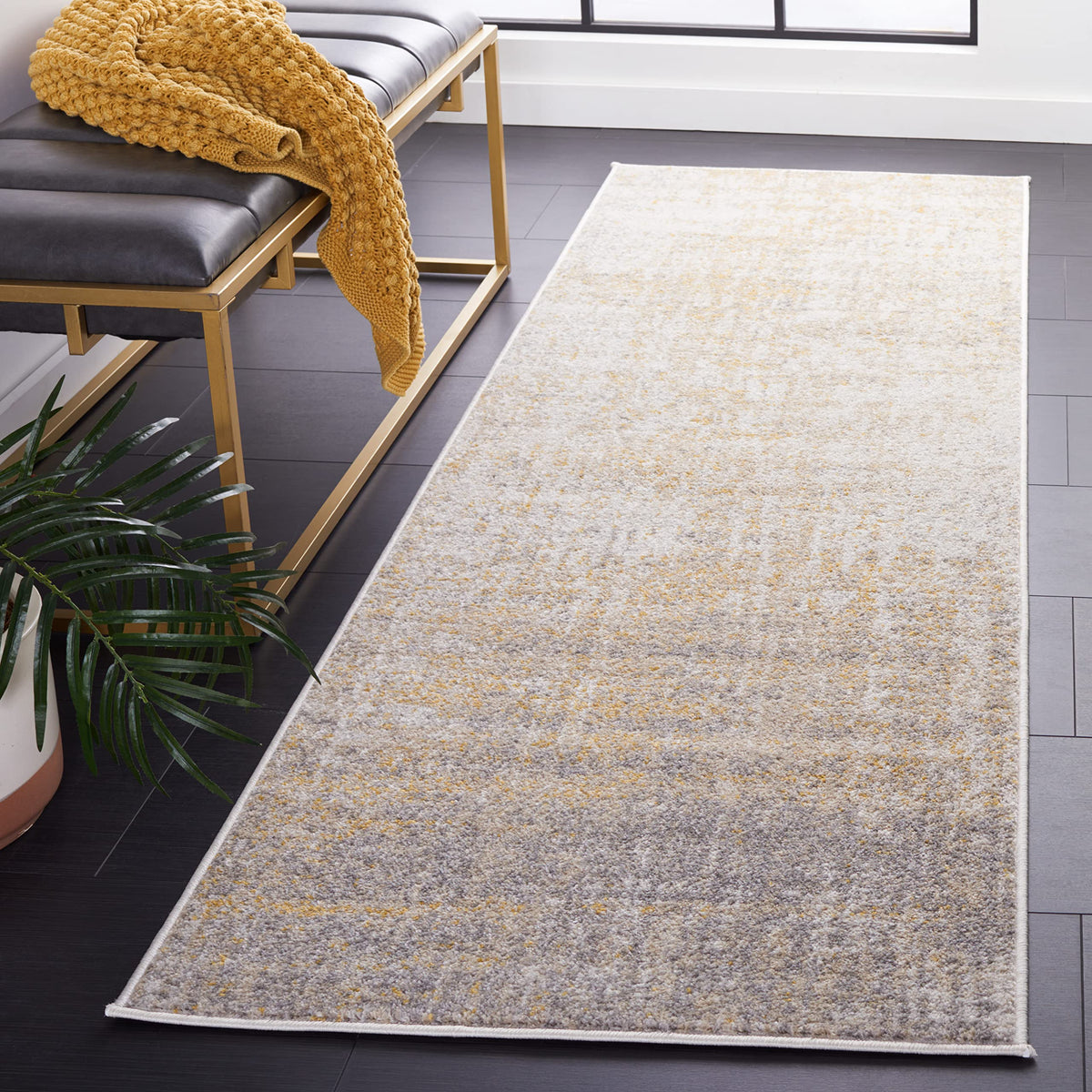 SAFAVIEH Adirondack Collection Runner Rug - 2'6'' x 8', Creme & Gold, Modern Abstract Design, Non-Shedding & Easy Care, Ideal fo