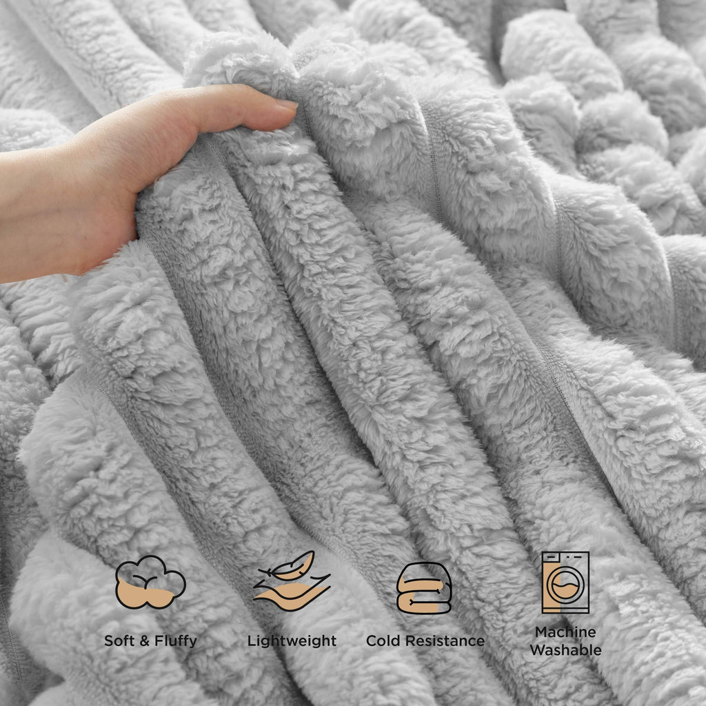 Bedsure Twin Blanket For Couch - Super Soft Cozy Blankets For Women, Cute Small Fleece Blanket For Girls, Light Grey,60X80 Inche