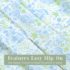 Elegant Comfort Ultra Soft 1-Piece Set Floral Print Pillowcases - 1500 Premium Hotel Quality Microfiber, Soft And Smooth Hidden Zipper Closure 1-Piece Pillow Covers - Body Pillowcase, Green Anita