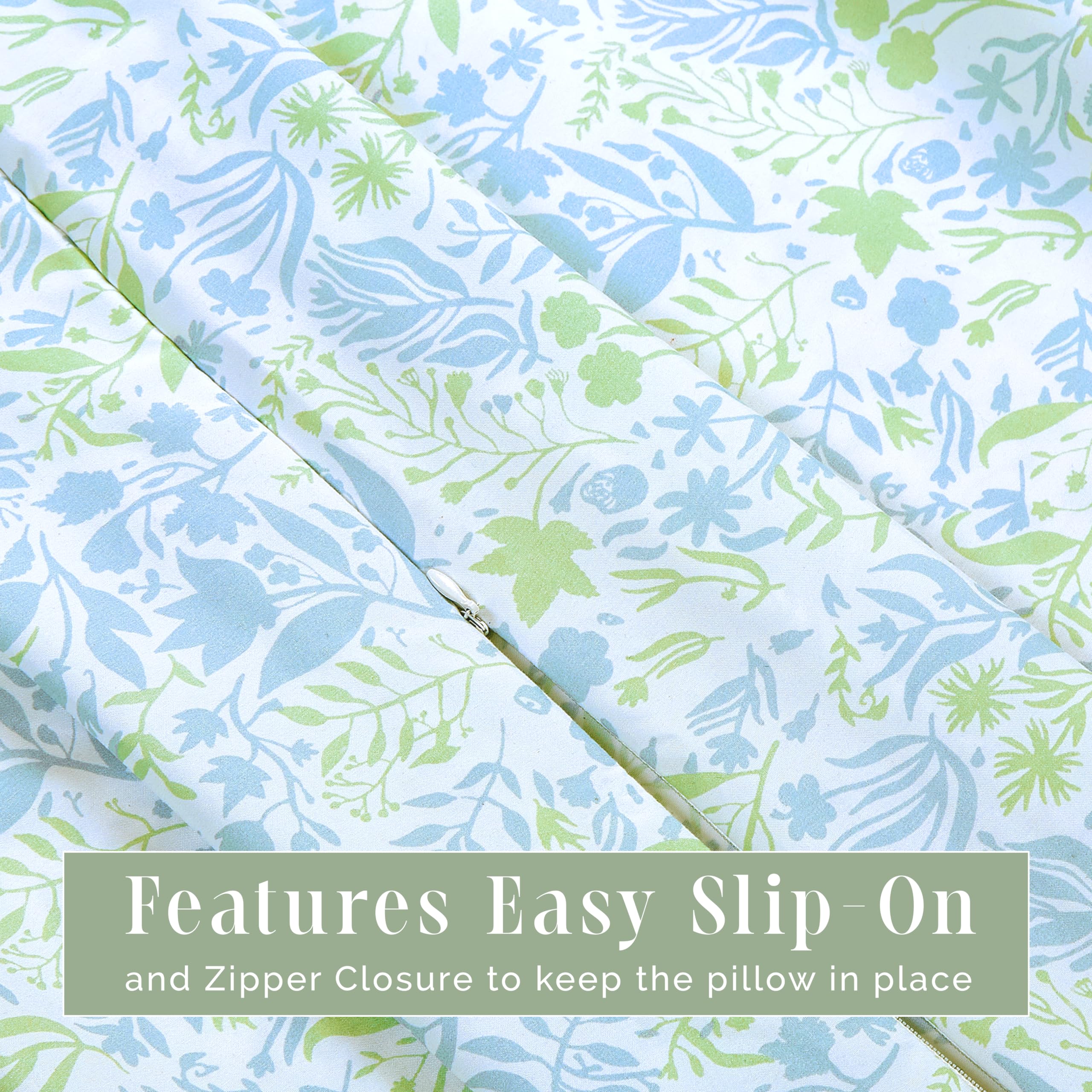 Elegant Comfort Ultra Soft 1-Piece Set Floral Print Pillowcases - 1500 Premium Hotel Quality Microfiber, Soft And Smooth Hidden Zipper Closure 1-Piece Pillow Covers - Body Pillowcase, Green Anita