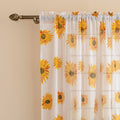 Homemonde Long Door 9 Feet Curtains Set Of 2  Cotton Sheer Linen Printed Curtain For Living Room Decoration, White Sun Flower D