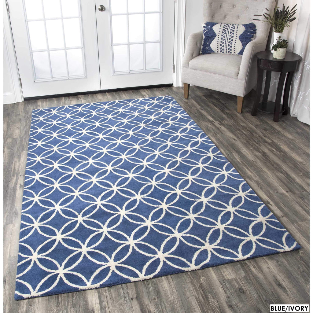 Rizzy Home Alora Decor Holland 3' X 5' Geometric Blue/Ivory Hand-Tufted Area Rug