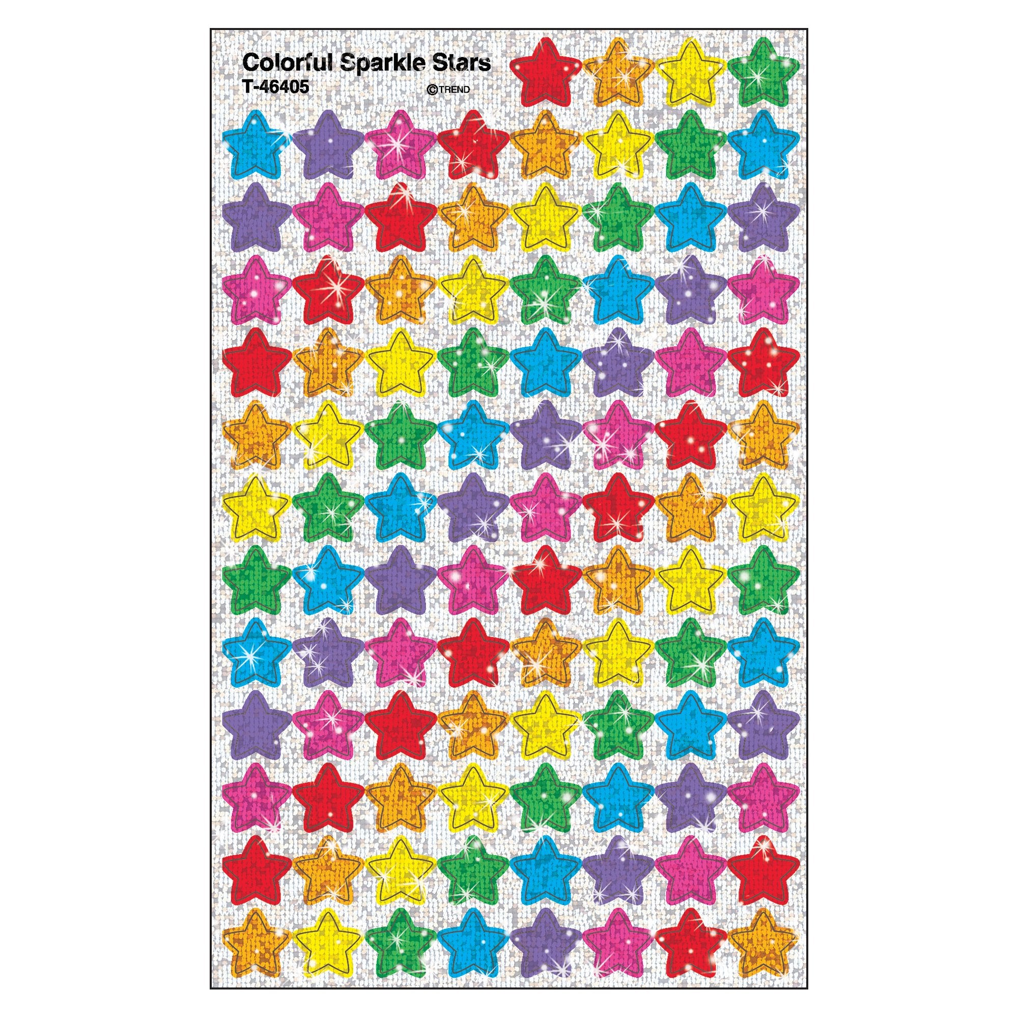 Trend Enterprises, Inc. Colorful Sparkle Stars Supershapes Stickers, 400 Ct