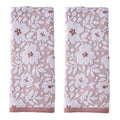 SKL Home Floral Jacquard 100% Cotton 2pc Hand Towel Set, Reversible & Decorative for Bath/Kitchen/Bar & Gift, Dusty Rose